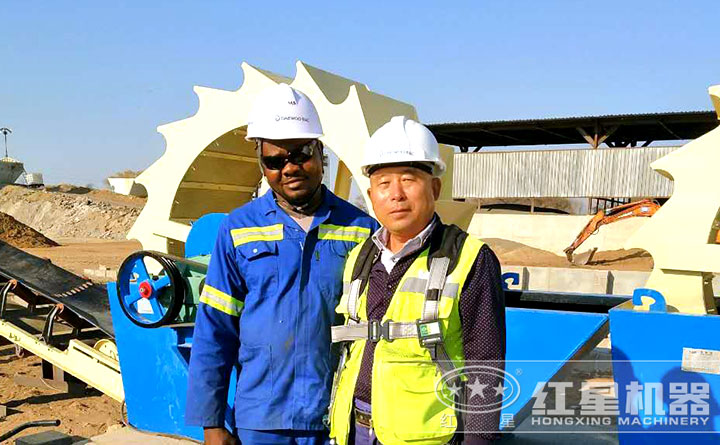 廠家對洗砂機安裝、調試現場